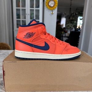 Nike Air Jordan 1 Mid Turf Orange Women’s Size 9 Blue Custom CD7240-804